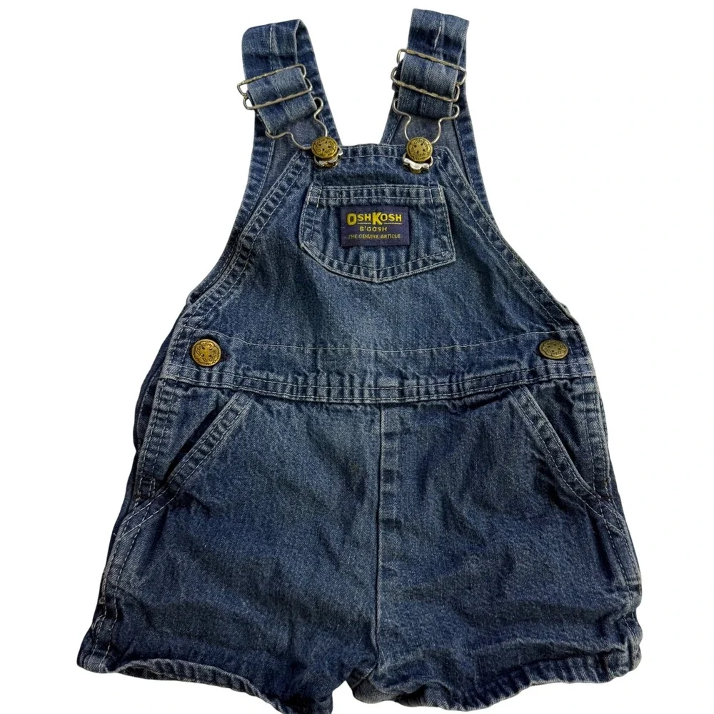 Vintage 90s Oshkosh B'gosh Vestbak Overalls Shortalls Romper Denim 18 months